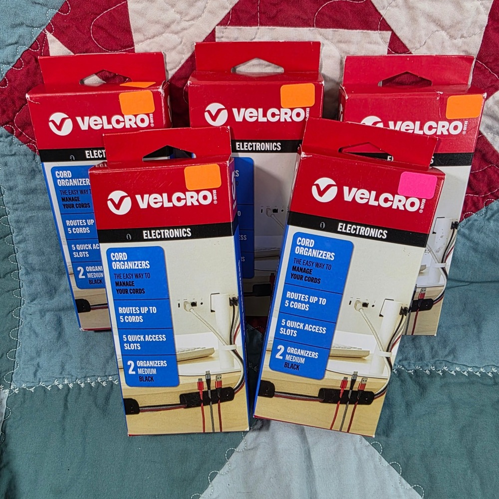 Velcro Brand Cord Organizers Electronics Medium Black 5 Pack 10 Total Units